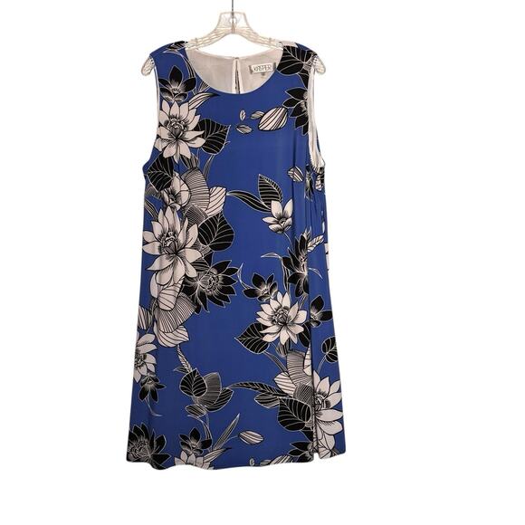 Kasper Plus Size 2X Blue Floral Lined Sheath Dress EUC - Picture 2 of 8